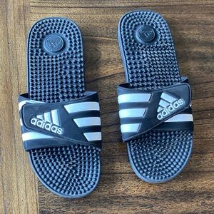Adidas ADISSAGE Adjustable Rubber Slides Black/White Men's 14